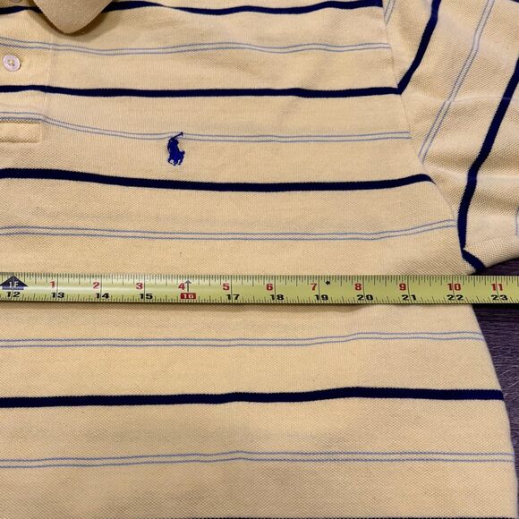 Polo Ralph Lauren Polo Shirt Mens L/XL Yellow Navy Stripe Short Sleeve Cotton - Picture 6 of 8